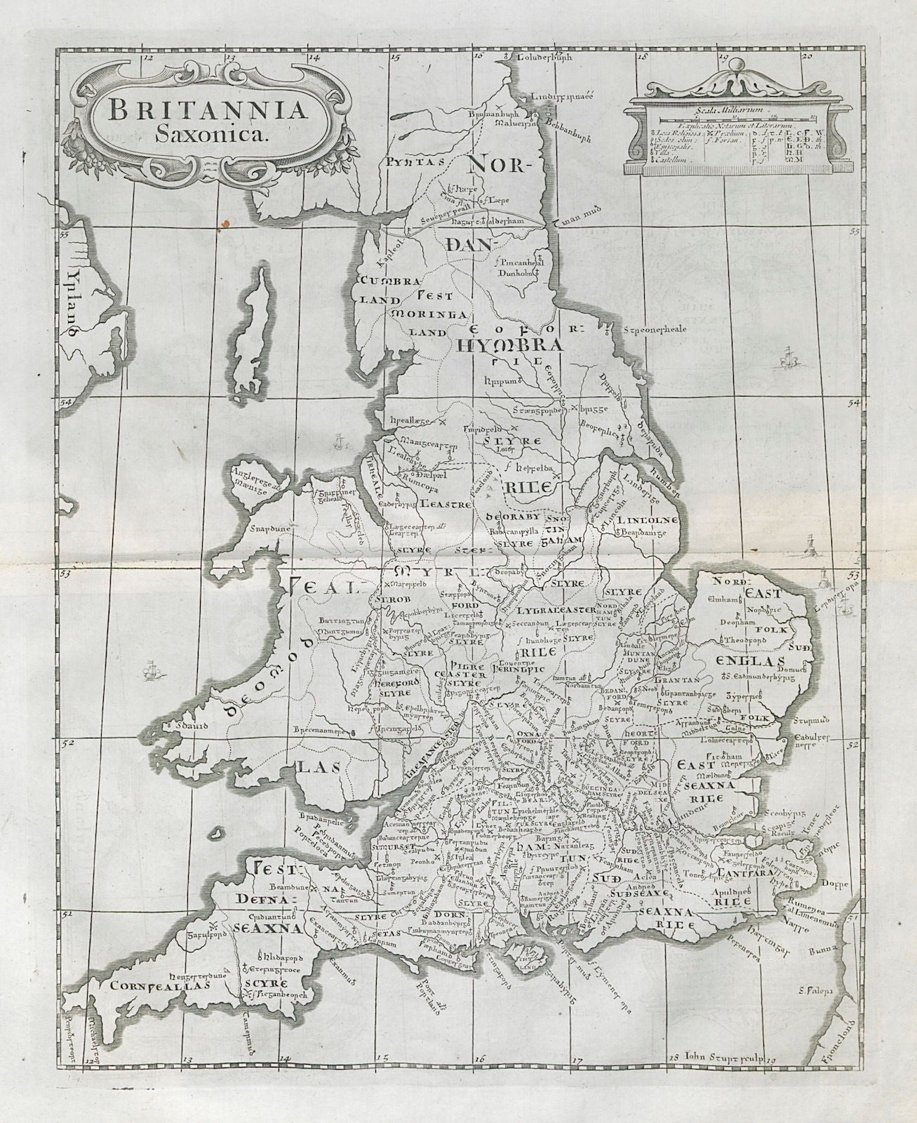 Saxon Britain.'BRITANNIA SAXONICA' by ROBERT MORDEN.Camden's Britannia 1722 map